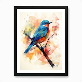 Bird Painting Collage Bluebird 7 Art Print