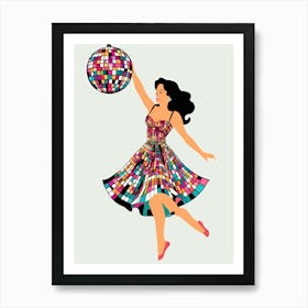 Disco Ball Girl Art Print