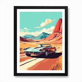 A Chevrolet Corvette In The Andean Crossing Patagonia Illustration 2 Art Print