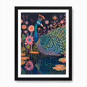 Peacock & The Pond 3 Art Print