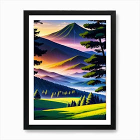 Sunset In The Mountains 2 Art Print