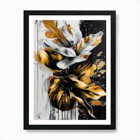 Gold And White Flowers 1 Art Print