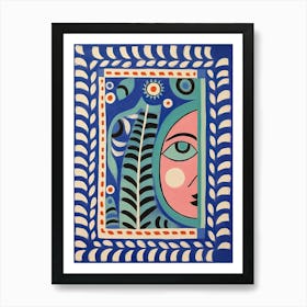 Folk Face Illustration 6 Art Print