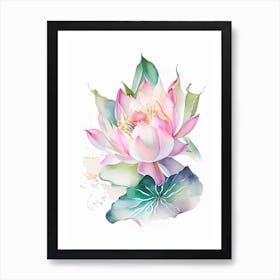 Lotus Flower Bouquet Watercolour 1 Art Print