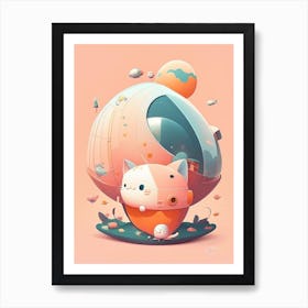 Satellite Kawaii Kids Space Art Print