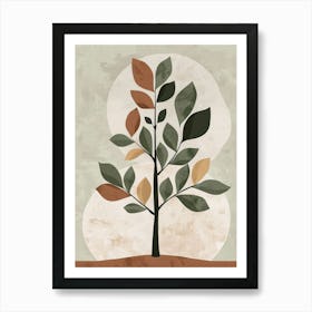 Walnut Tree Minimal Japandi Illustration 4 Art Print