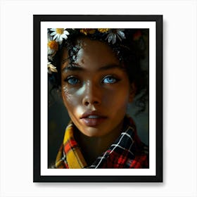 Portrait Of A Girl With Flowers Art Print