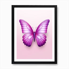 Butterfly On A Pink Background Art Print