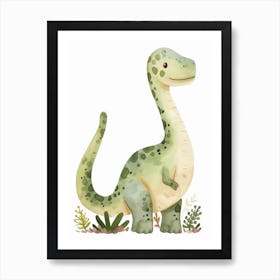 Cute Troodon Dinosaur Watercolour 2 Art Print