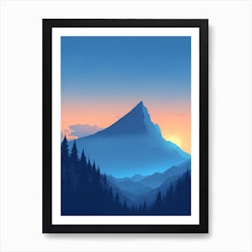 Misty Mountains Vertical Composition In Blue Tone 81 Art Print