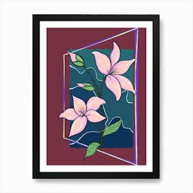 Pink Flowers In A Frame Art Print