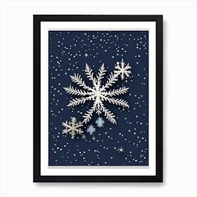 Fernlike Stellar Dendrites, Snowflakes, Retro Minimal 1 Art Print