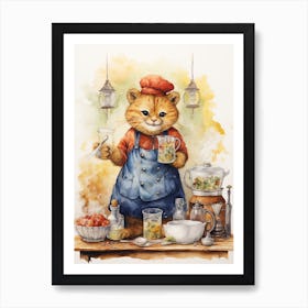 Tiger Illustration Brewing Watercolour 3 Art Print