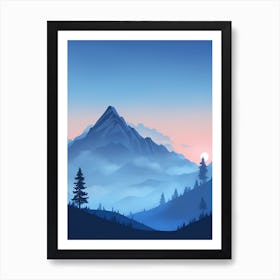 Misty Mountains Vertical Composition In Blue Tone 69 Art Print