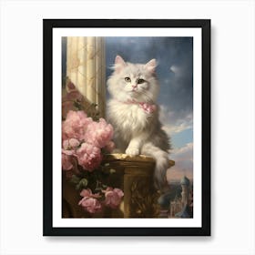 Cat Exploring Outside Rococo Style 5 Art Print