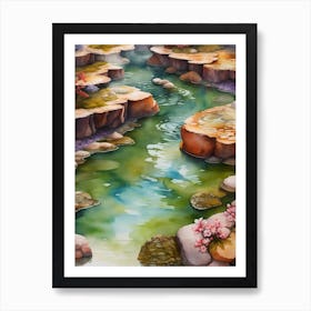 Watercolour Painting Of A Stream Art Print