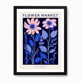 Blue Flower Market Poster Bee Balm 4 Art Print