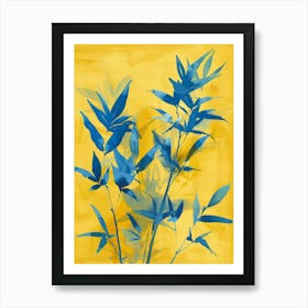 Blue And Yellow Bamboo Art Print