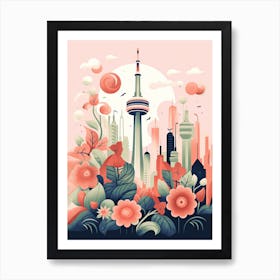 Cn Tower   Toronto, Canada   Cute Botanical Illustration Travel 2 Art Print