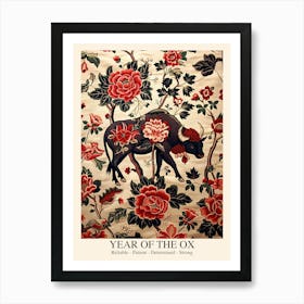 Chinese Lunar Year Of The Ox 1 William Morris Style Art Print