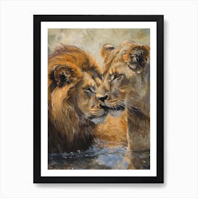 Barbary Lion Acrylic Painting 7 Art Print