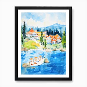 The Ritz Carlton, Lake Tahoe   Truckee, California  Resort Storybook Illustration 4 Art Print