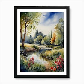 Watercolor Of A River 12 Art Print