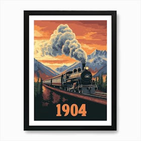 Aihrgdesign A Retro Poster Of A Steam Locomotive Traveling Th 0e80c41e Ac89 4bff 9ce9 052186e5b745 0 Art Print