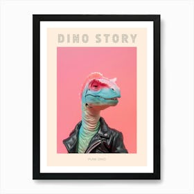 Punky Dinosaur In A Leather Jacket 2 Poster Art Print