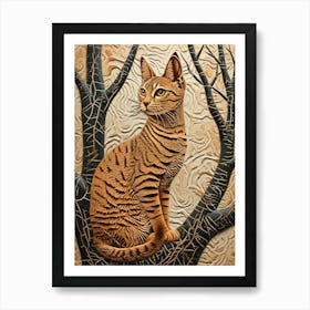 Egyptian Mau Cat Relief Illustration 2 Art Print