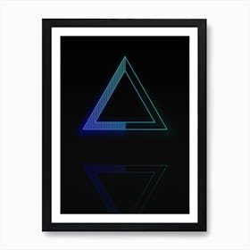 Neon Blue and Green Abstract Geometric Glyph on Black n.0107 Art Print