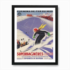 Superbagneres France Vintage Ski Poster Poster