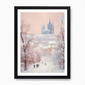 Dreamy Winter Painting Prague Czech Republic 3 Affiche