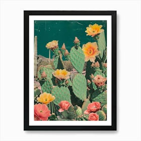 Kitsch Cactus Collage 4 Art Print