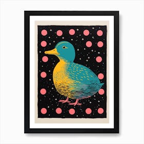 Duck At Night Pink Yellow Blue 2 Art Print