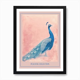 Peacock In The Wild Cyanotype Inspired 1 Poster Art Print