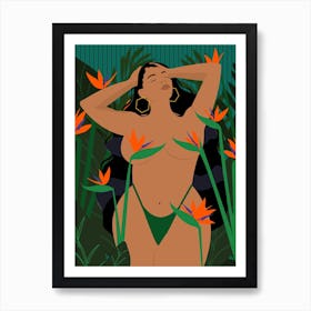 Bird Of Paradise Green Art Print