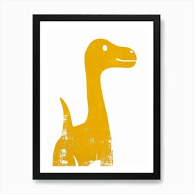 Mustard Dinosaur Silhouette 6 Art Print