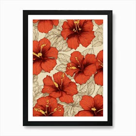 Red Hibiscus Flower Art Print