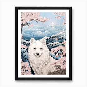 Arctic Fox Japanese Illustration 2 Art Print