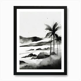 Black And White Of Palm Trees Art Print