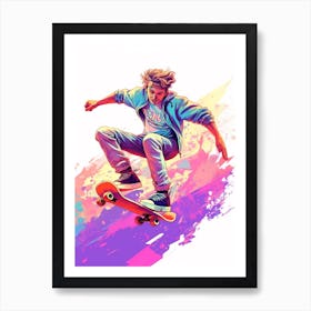 Skateboarding In Toronto, Canada Gradient Illustration 1 Art Print