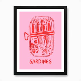 Sardines Tin Pink And Red Print Art Print