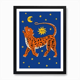 Tiger Temple Stars Blue Art Print