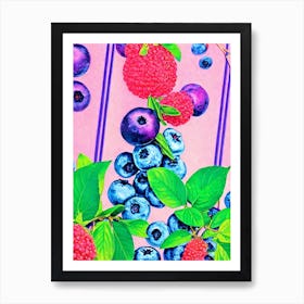Blueberry 1 Risograph Retro Poster Fruit Art Print