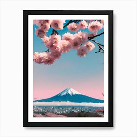 Sakura Blossoms and fuji Art Print