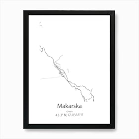 Makarska,Croatia Minimalist Map Art Print