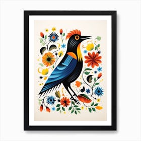 Scandinavian Bird Illustration Crow 1 Art Print