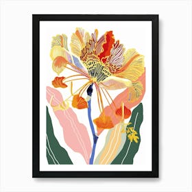 Colourful Flower Illustration Peacock Flower 3 Art Print