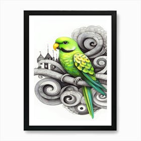 Bumble Green Parrot Art Print